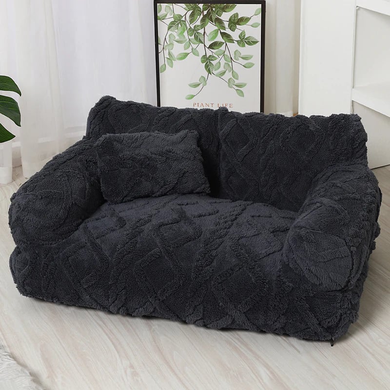 💎 Plush Calming Pet Sofa Bed – Raised Rim, Removable Cover & Non-Slip Bottom for Cats & Dogs 🛋️🐾