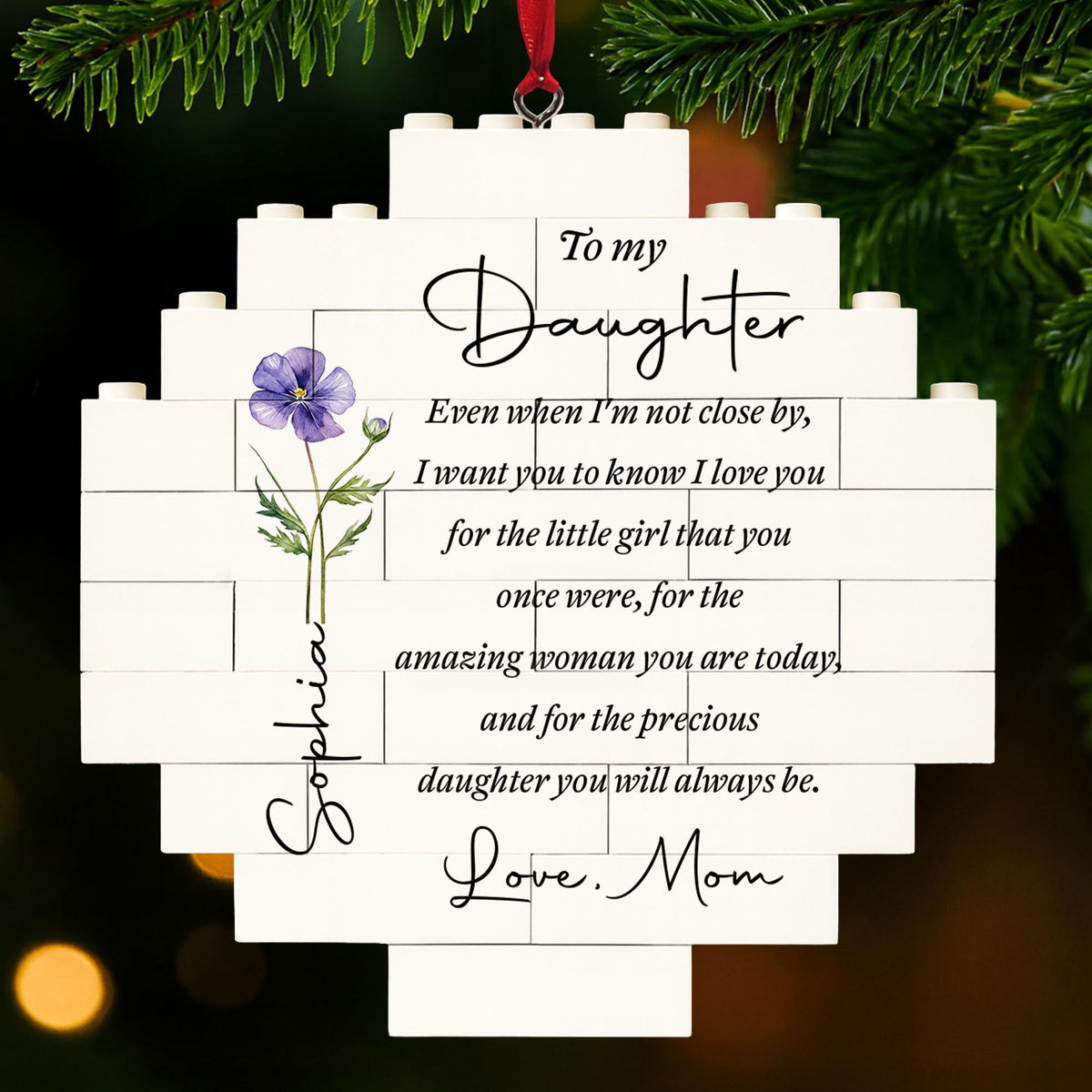 To My Daughter Birth Month Flower Circle Puzzle Ornament - Personalized Custom Circle Puzzle Ornament - DAU403_CBO