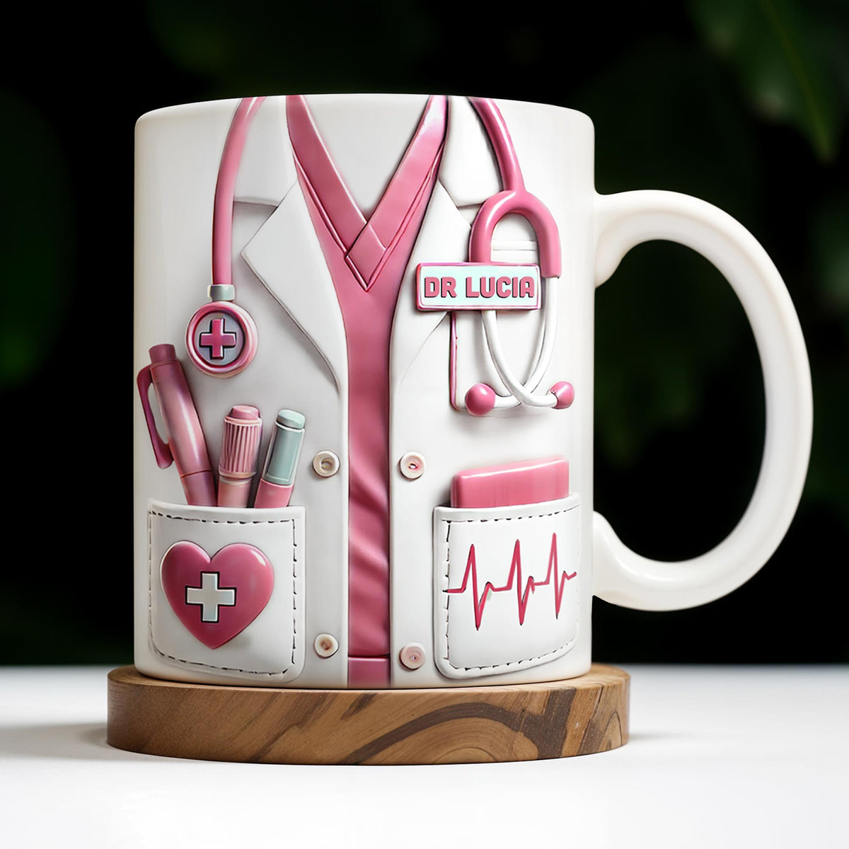 Medical Appreciation Design With Stethoscope and Pocket Details - Personalized Custom Coffee Mug - DOC002_MG