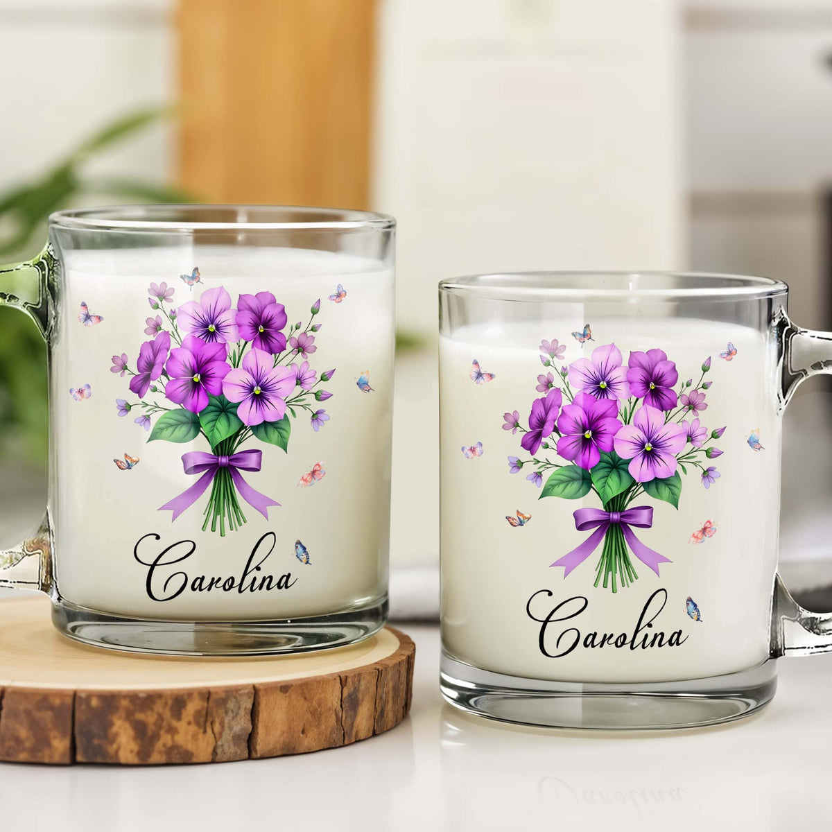 Beautiful Floral Design With Colorful Butterflies, Flowers and Butterflies - Personalized Custom Glass Mug - DTG026_GLM