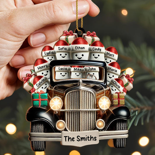 Traveling Together Collecting Memories Vintage Car Ornaments - Personalized Custom Wood Ornament, Custom Shaped - FAM201_WDO
