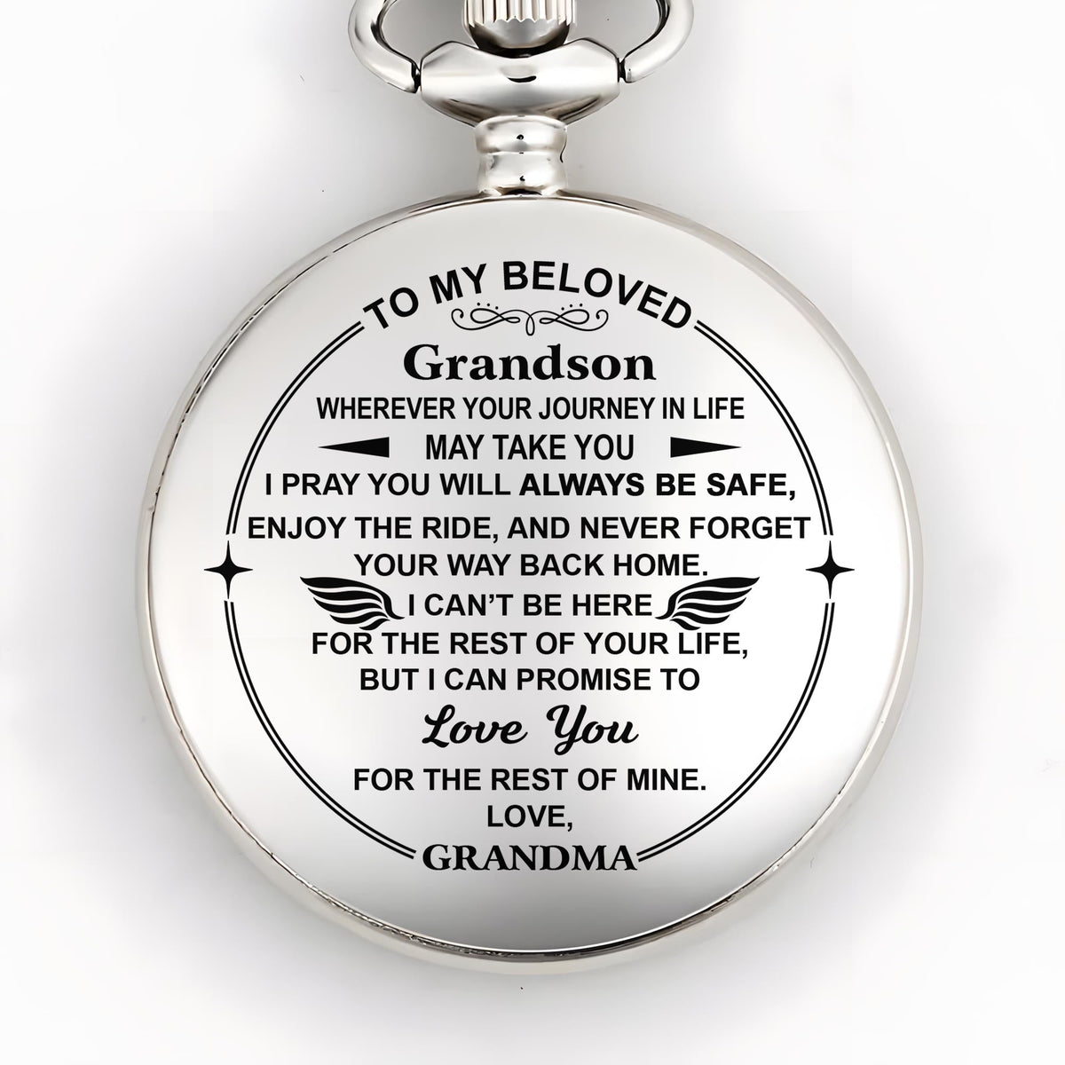 To My Beloved, Love You For The Rest Of Mine - Personalized Silver Plated Pocket Watch - GSN016_SWATCH