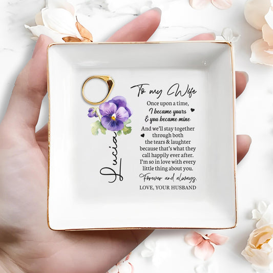 Forever And Always Love Your Husband - Personalized Custom Jewelry Dish - WIF004_SCRD