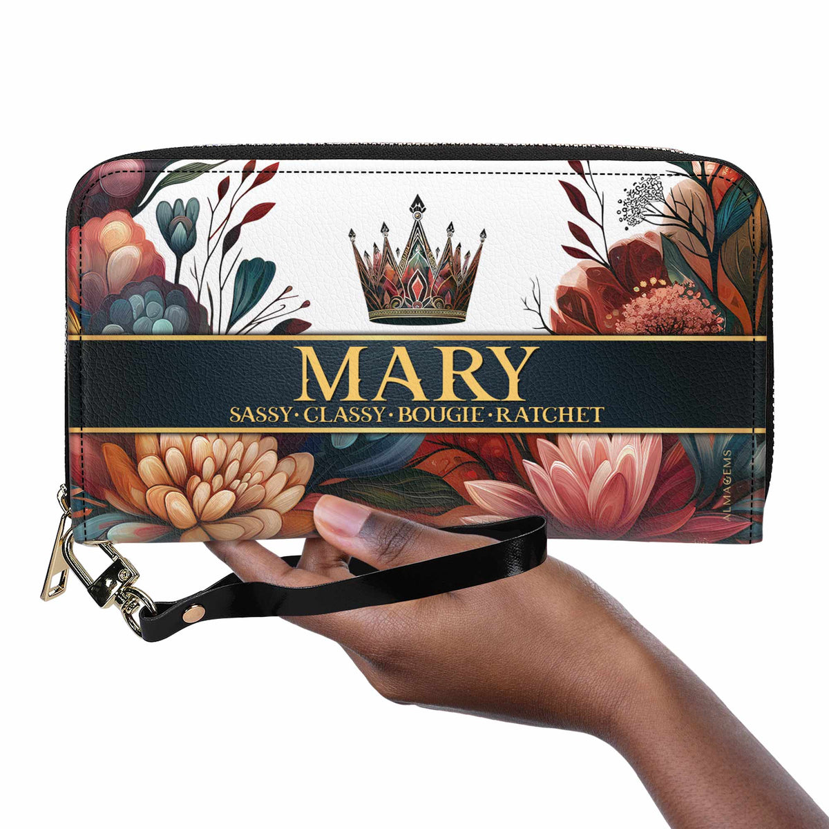 Queen Flowers - Women Leather Wallet - queen02flowersWL
