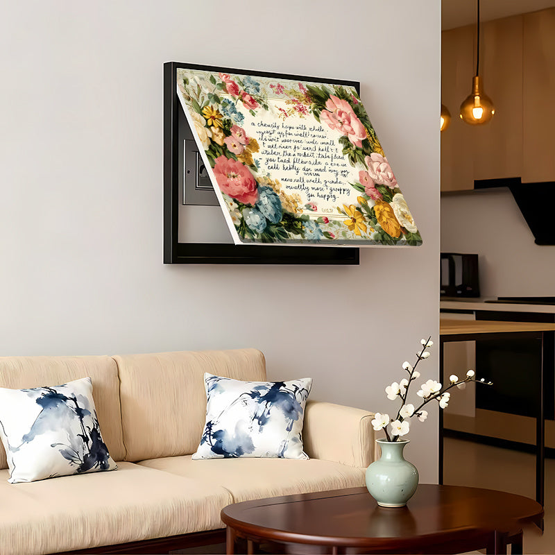 2pcs Floral Pattern Electric Meter Box Stickers, Fashionable Wall Decoration for Living Room, Self-Adhesive, 2D Flat Decorative Cover Creative Wall Sticker, Instant Peel And Stick Electric Meter Box Wrap