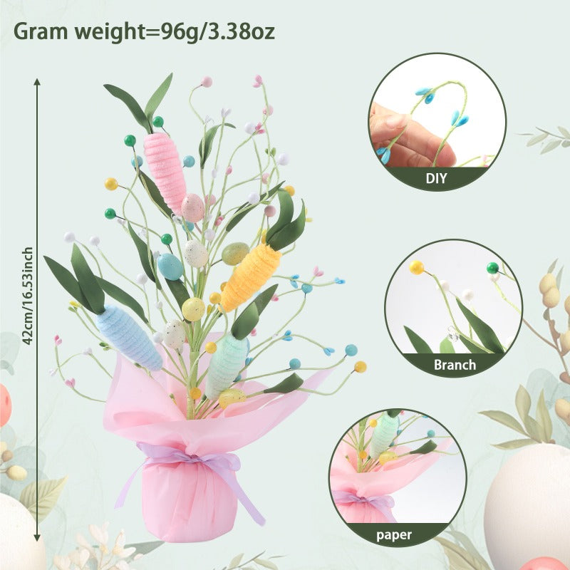 Small Artificial Tree Adorned with Flowers, Perfect for Spring Festival Tabletop Decor, a Maintenance-Free Easter Ornament Made of Plastic