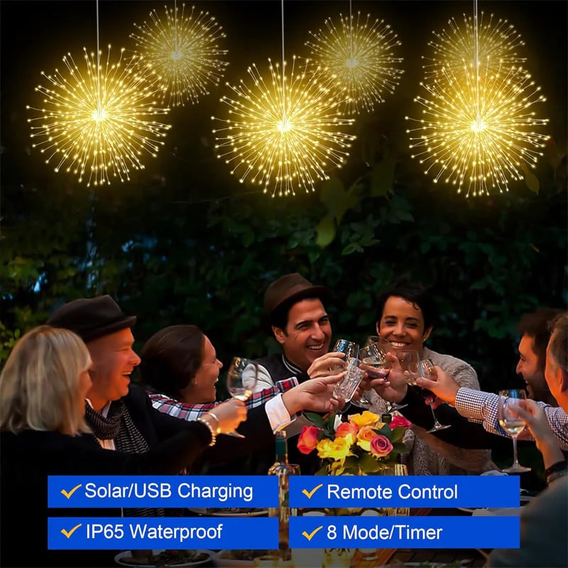 Solar Firework String Lights for Yard & Parties