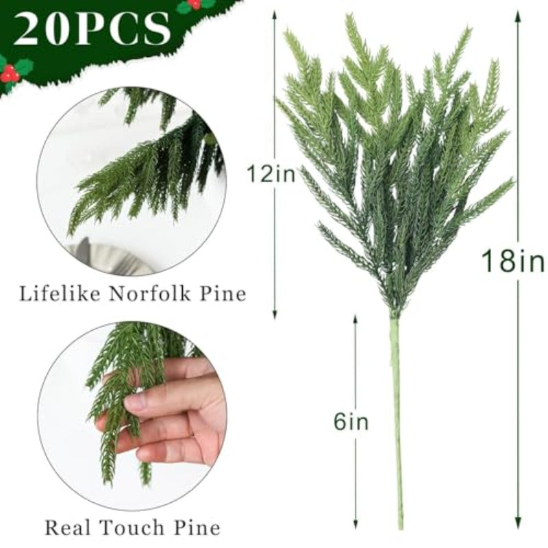 xwl20 Pcs Real Touch Norfolk Pine Branches -18\