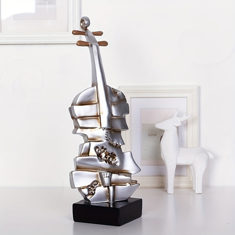 Elegant Large Violin Elegant Large Violin Figurine | Contemporary Resin Statue - Wedding, Desktop Decor, Music-Themed Gift for Musicians, Collectors & Decoration - Ornamental Sculpture