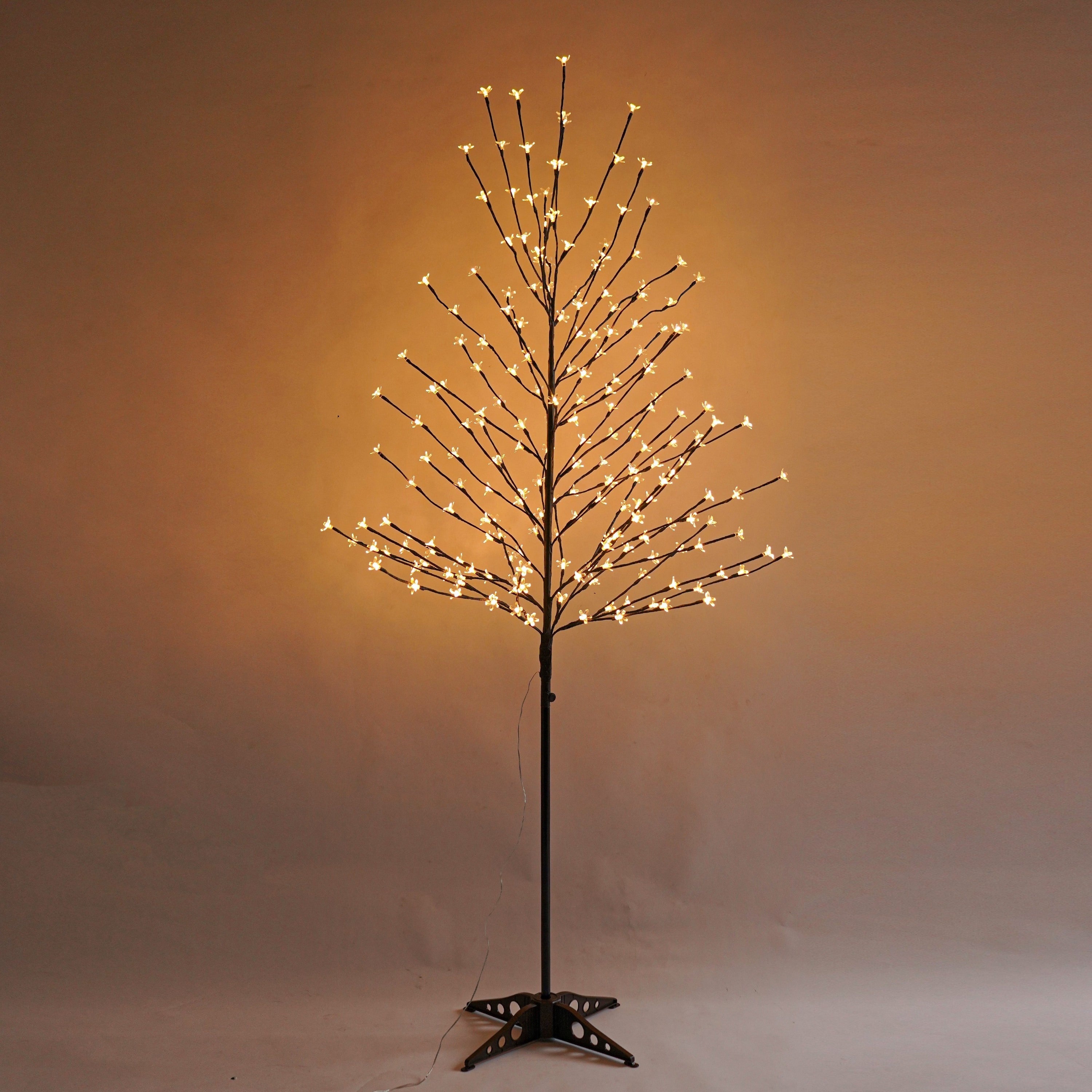 6.5 Feet 208 LED Light up Cherry Tree, Warm White, Decorate Home Garden, Spring, Summer, Wedding, Birthday, Christmas Holiday, Party, Indoor and Outdoor Use