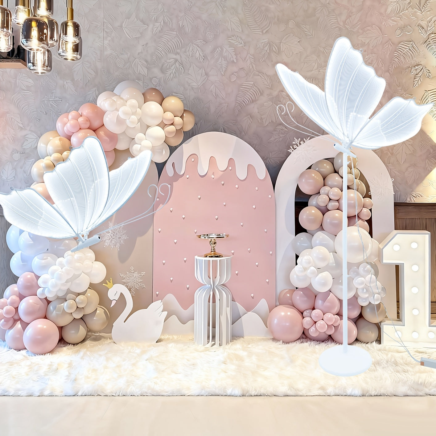 1\u002F2pcs Wedding Decoration Light 100cm\u002F39.4 Inch Hanging Prop Suitable for Wedding Corridors Birthday Parties Matching with Balloons Bedroom Atmosphere Night Lights Valentine's Day Easter New Year Decoration