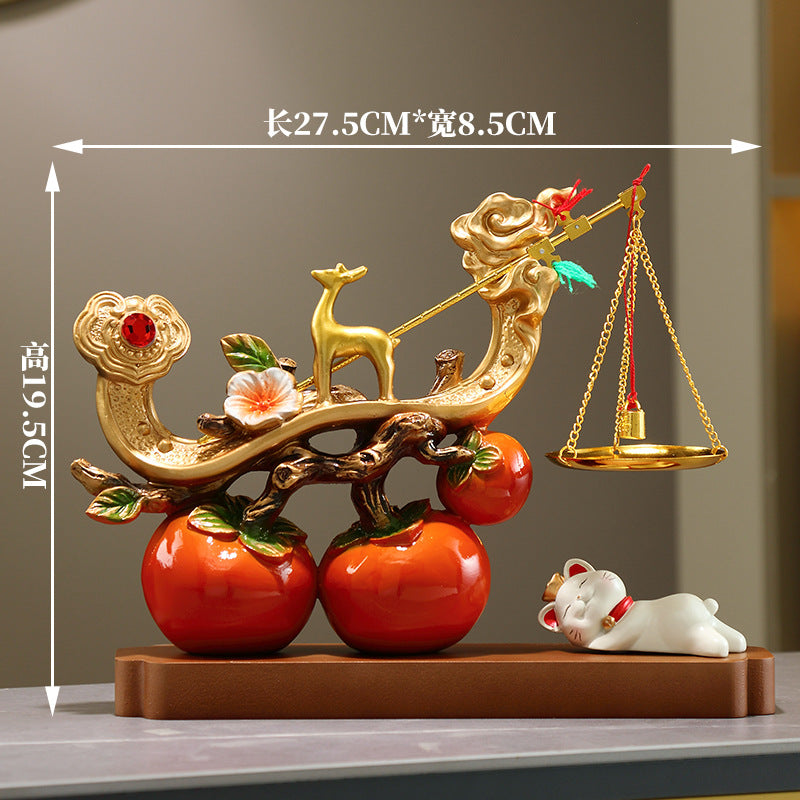 Chinese New Year Deer Statue - Elegant Resin Figurine Suitable for Housewarming Wedding Gift, Decor for Business Opening, Shelf Tabletop Decoration with Auspicious Wishes, Traditional Chinese Gift Box for Use