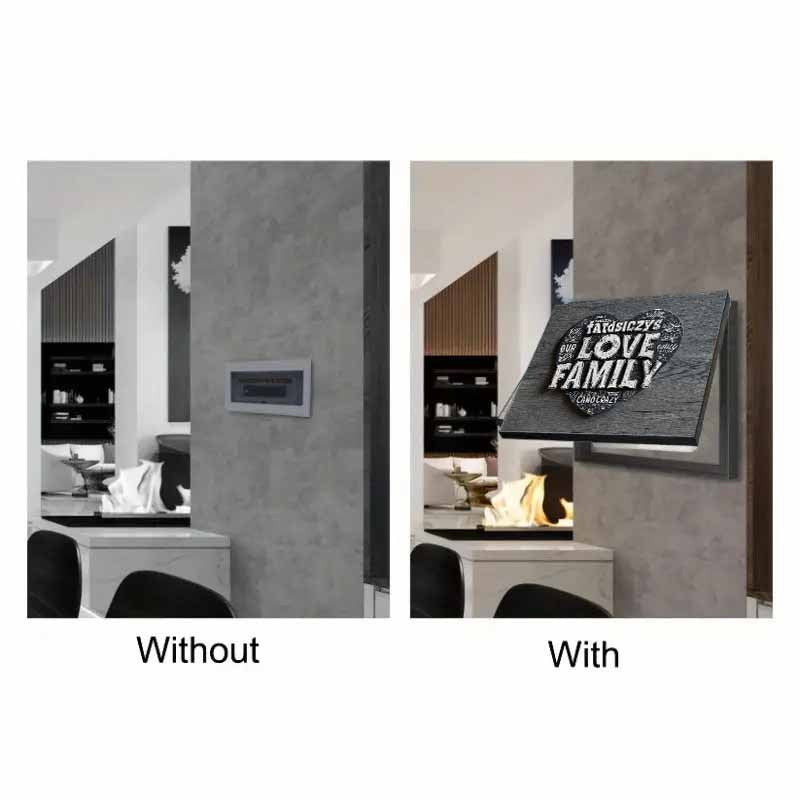 J1 Creative Heart-Shaped 3D Decorative Socket Cover Warm Family Love Theme Electric Meter Box Panel Modern Minimalist Home Wall Decoration Artwork - Black Frame - Easy Snap-On Installation, Durable Plastic Hides Unsightly Electrical Components