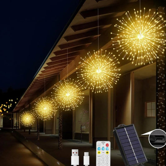 Solar Firework String Lights for Yard & Parties