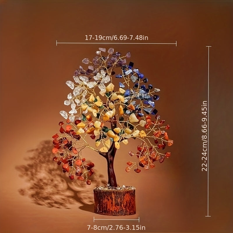 Handmade Natural Crystal Tree of Life with Multicolored Gemstones - High-Quality Artificial Tree for Home Decor, Christmas Ornament, and Spiritual Decoration, Tree Of Life Decor, Best for Christmas