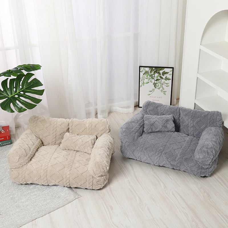 💎 Plush Calming Pet Sofa Bed – Raised Rim, Removable Cover & Non-Slip Bottom for Cats & Dogs 🛋️🐾