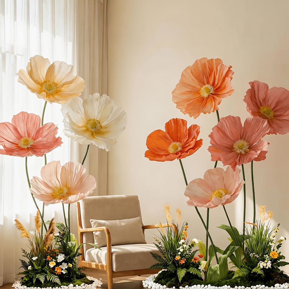 1pc\u002F9pcs Set\u002F11pcs Set Colorful Giant Poppy Store Window Display Artificial Flowers Wedding & Festival Decor Trendy Photo Spot Decoration Flowers