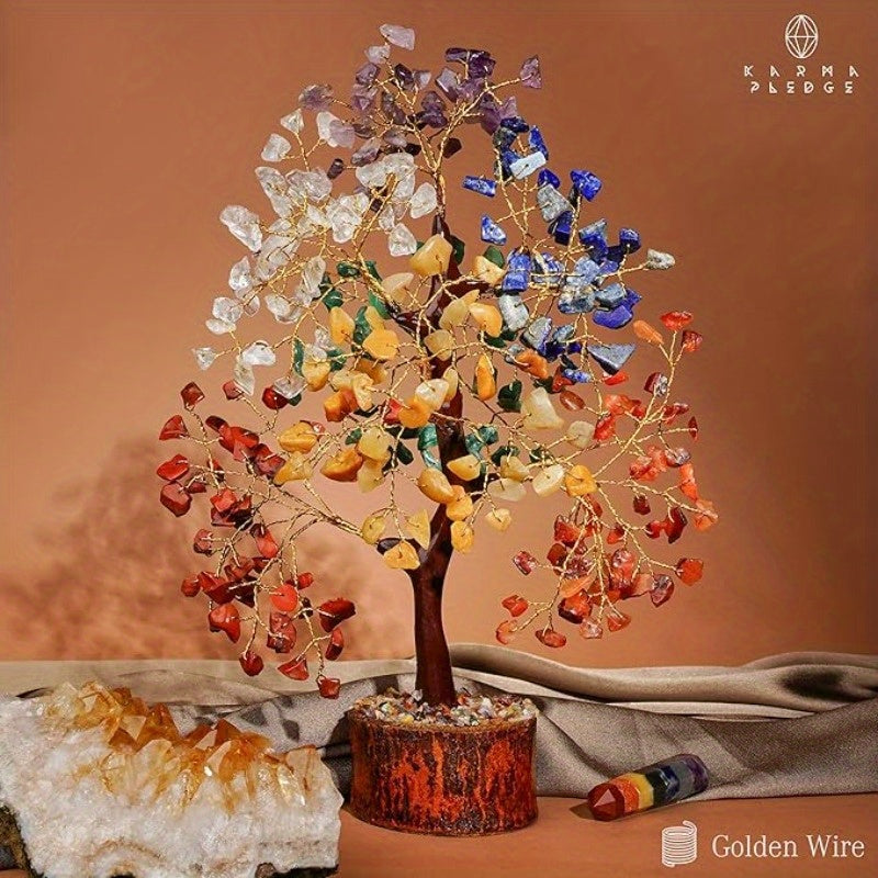 Handmade Natural Crystal Tree of Life with Multicolored Gemstones - High-Quality Artificial Tree for Home Decor, Christmas Ornament, and Spiritual Decoration, Tree Of Life Decor, Best for Christmas