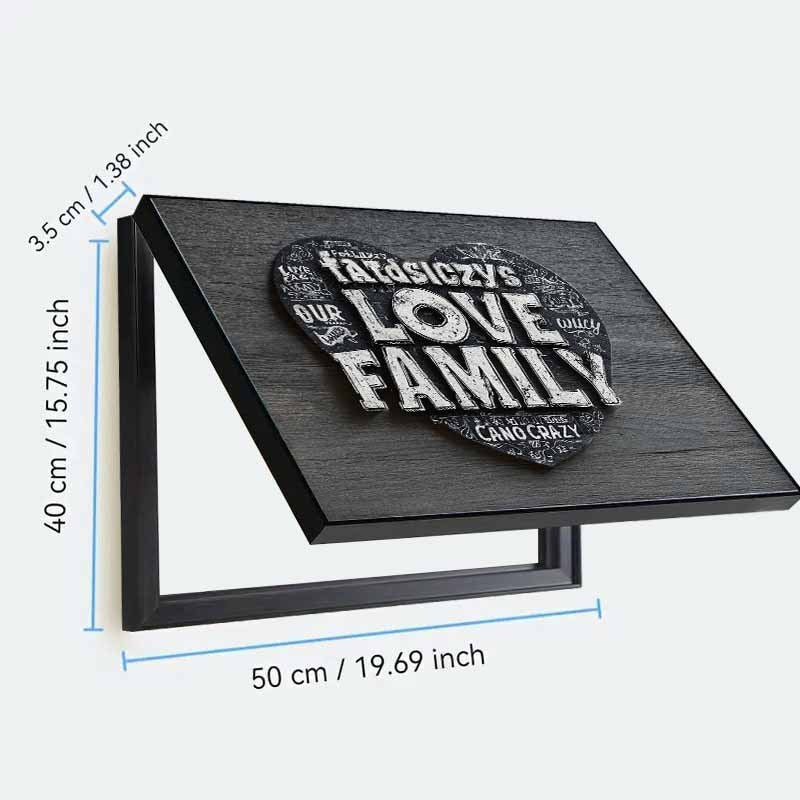 J1 Creative Heart-Shaped 3D Decorative Socket Cover Warm Family Love Theme Electric Meter Box Panel Modern Minimalist Home Wall Decoration Artwork - Black Frame - Easy Snap-On Installation, Durable Plastic Hides Unsightly Electrical Components