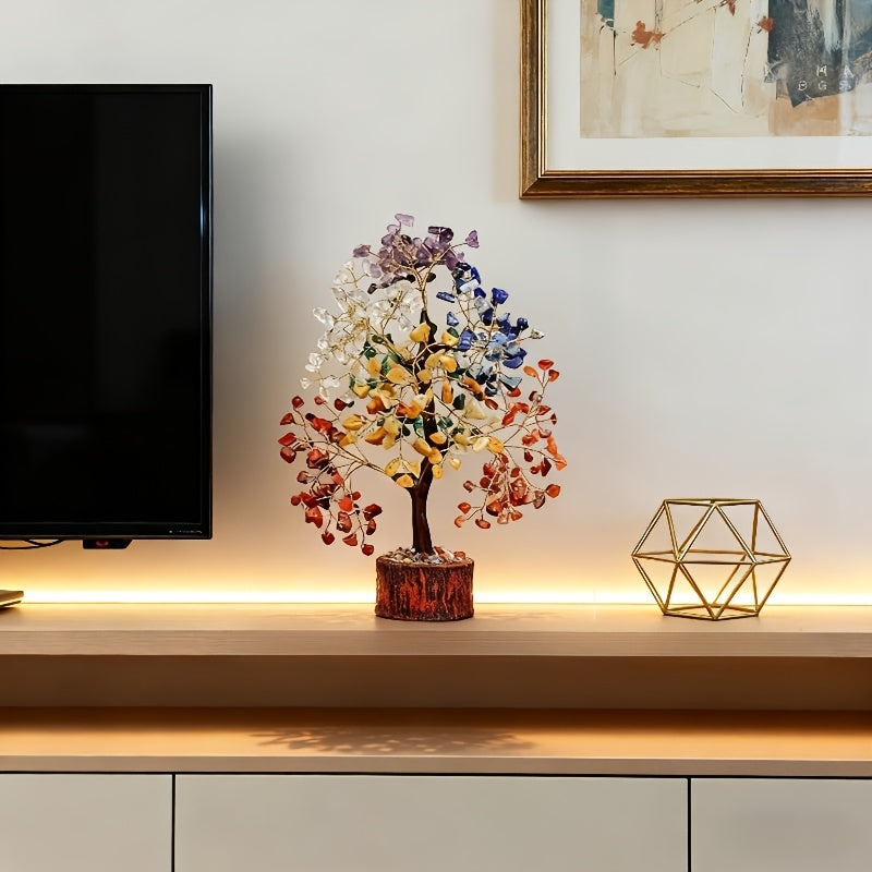 Handmade Natural Crystal Tree of Life with Multicolored Gemstones - High-Quality Artificial Tree for Home Decor, Christmas Ornament, and Spiritual Decoration, Tree Of Life Decor, Best for Christmas