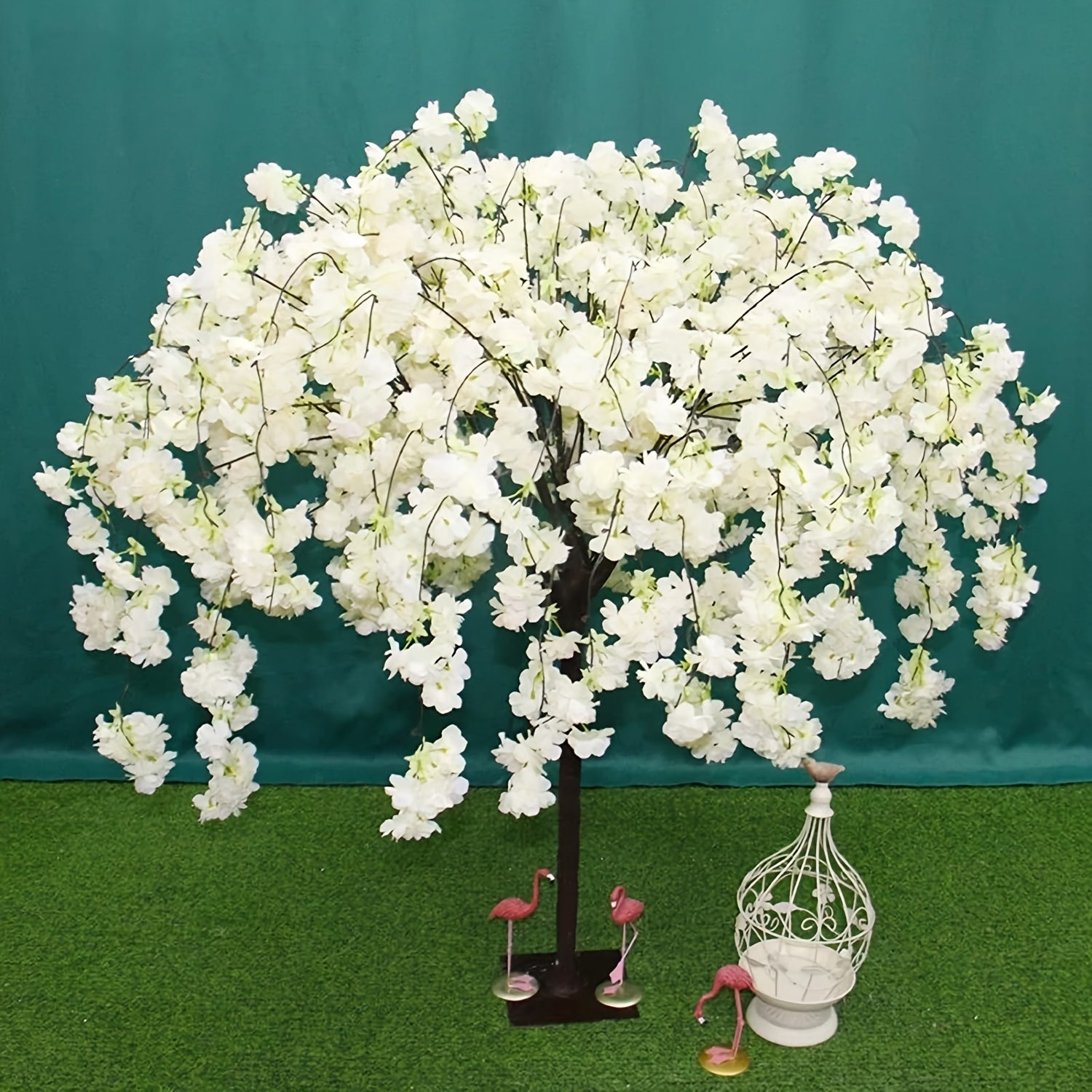 White Cherry Blossom Tree DecorRealistic Cherry Blossom Trees, Vines, And Indoor Handcrafted Wishing Trees; Realistic Weeping Cherry Blossom Trees Ideal for Parties, Weddings, And Christmas (Sizes: 47.24inch, 59.06inch, 70.87inch)