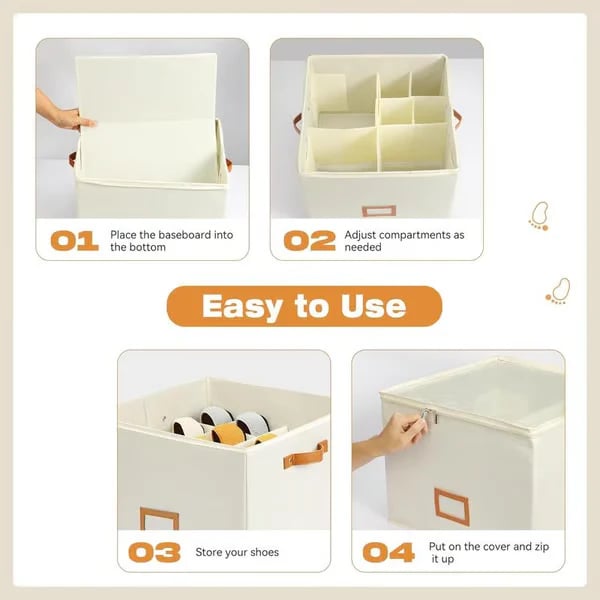 ⏳Limited time 50% off💥Oxford Fabric Foldable Design Shoe Organizer, Storage Box