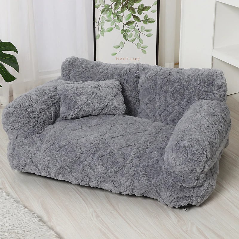 💎 Plush Calming Pet Sofa Bed – Raised Rim, Removable Cover & Non-Slip Bottom for Cats & Dogs 🛋️🐾