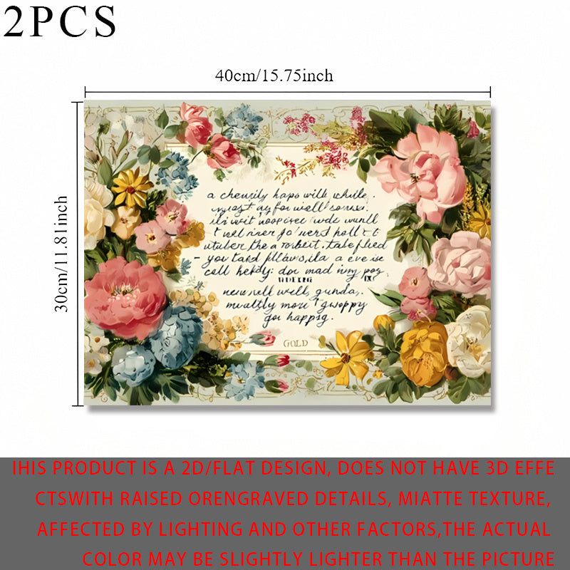 2pcs Floral Pattern Electric Meter Box Stickers, Fashionable Wall Decoration for Living Room, Self-Adhesive, 2D Flat Decorative Cover Creative Wall Sticker, Instant Peel And Stick Electric Meter Box Wrap