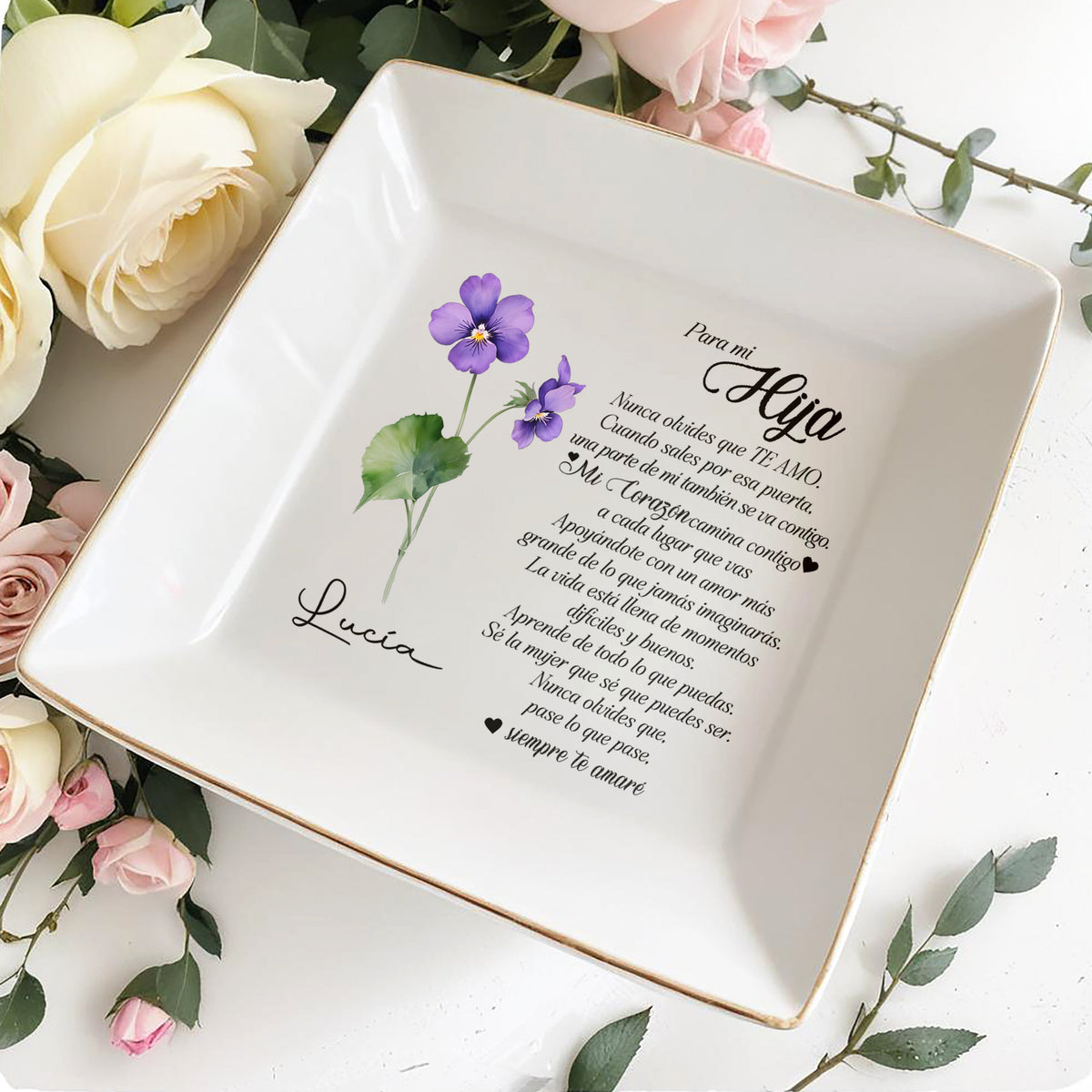 Para Mi Hija - Personalized Custom Jewelry Dish - FM092_SCRD