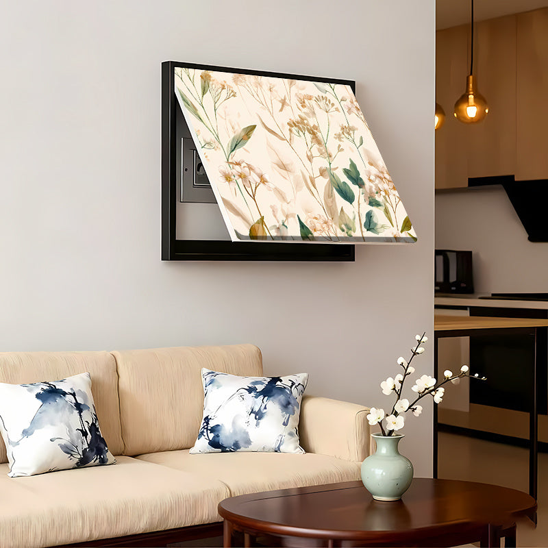 2pcs Floral Pattern Meter Box Stickers, Fashionable Living Room Wall Decals, Self-Adhesive 2D Flat Decorative Cover Plate, Instant Peel-and-Stick Meter Box Wrap, Suitable for Home and Office Meter Boxes, Easy to Apply and Remove Without Residue