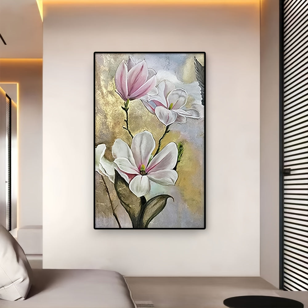 3D\u002F1pc frameless pure hand drawn healing color floral texture knife work texture painting poster modern home bedroom dining room bar living room decoration entrance foyer electricity meter box cover only canvas gift 32x47in