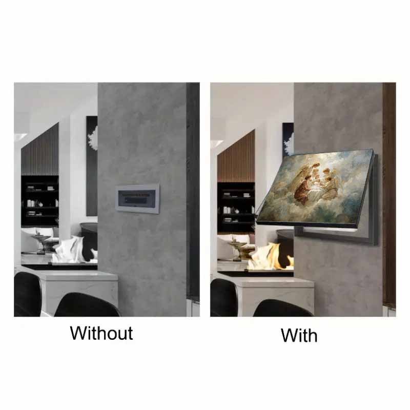 1 Modern Minimalist 2D Flat Decorative Outlet Cover Panel for Electric Meter Box, Angel Oil Painting Style, Elegant Art Home Decor, Enhances Space Aesthetics, Safe and Practical, Seamlessly Integrates into Wall Design. - Black Frame - Easy Snap-On