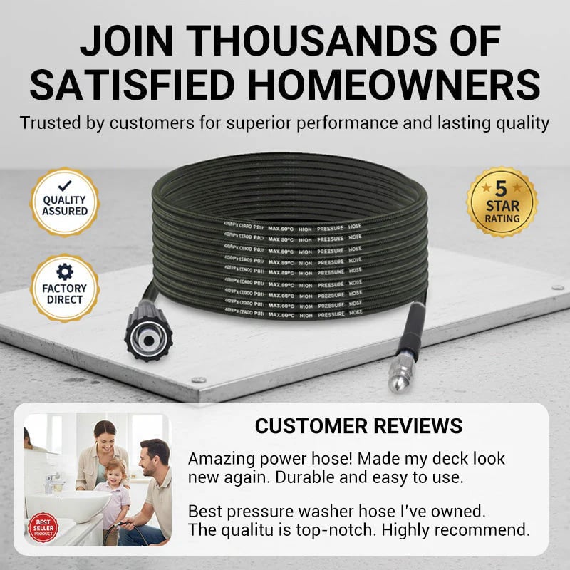 💧 Triple-layer burst-proof hose – PVC & stainless steel. Universal connector, easy install. Perfect for heavy-duty cleaning! 🚿🔧