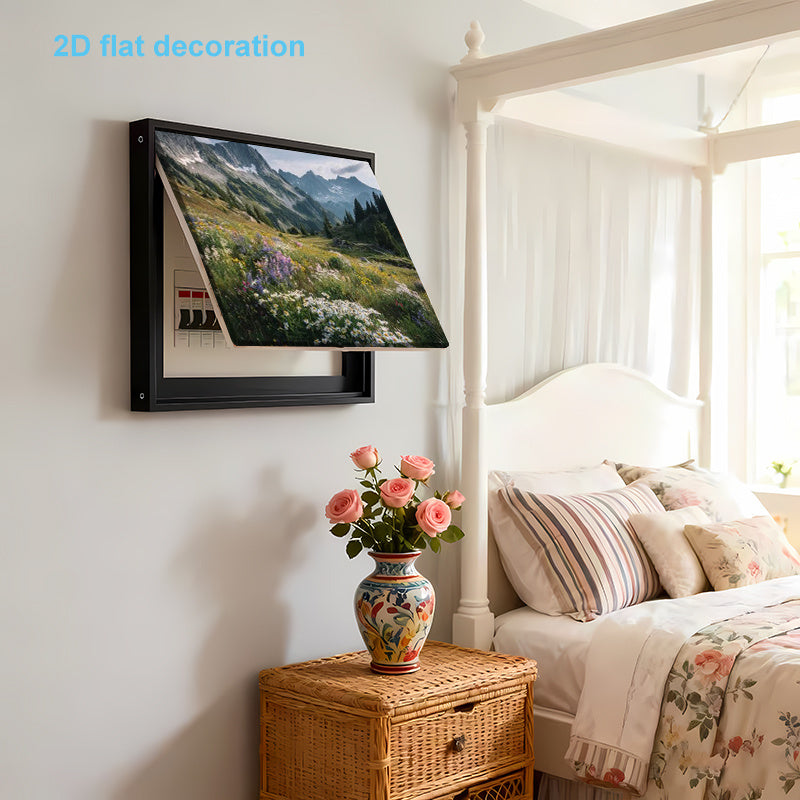 2pcs of Natural Landscape Mountain Flower Pattern Wall Stickers - Stylish Decorative Stickers for Electric Meter Box Covers, 2D Flat Design, Easy to Apply And Remove Without Residue