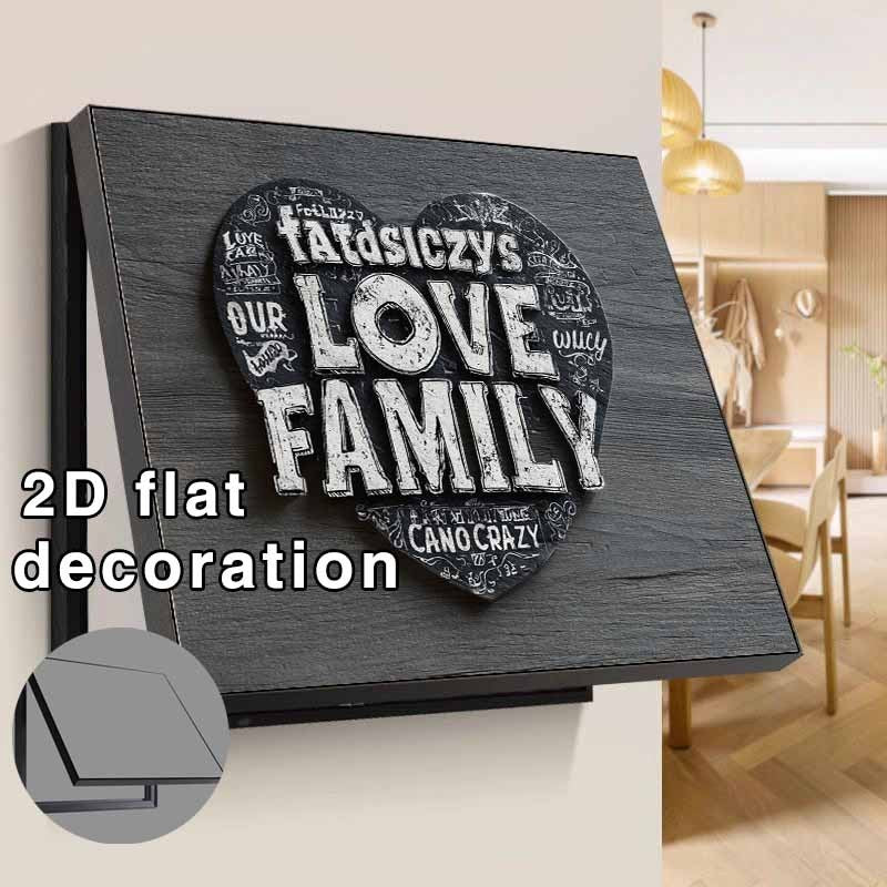 J1 Creative Heart-Shaped 3D Decorative Socket Cover Warm Family Love Theme Electric Meter Box Panel Modern Minimalist Home Wall Decoration Artwork - Black Frame - Easy Snap-On Installation, Durable Plastic Hides Unsightly Electrical Components
