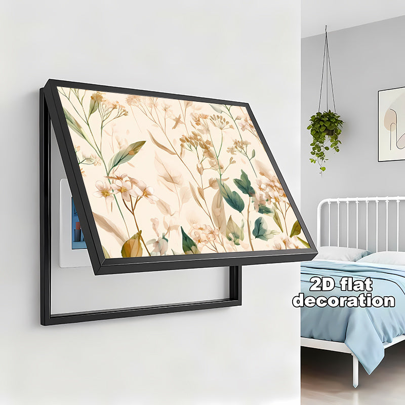 2pcs Floral Pattern Meter Box Stickers, Fashionable Living Room Wall Decals, Self-Adhesive 2D Flat Decorative Cover Plate, Instant Peel-and-Stick Meter Box Wrap, Suitable for Home and Office Meter Boxes, Easy to Apply and Remove Without Residue