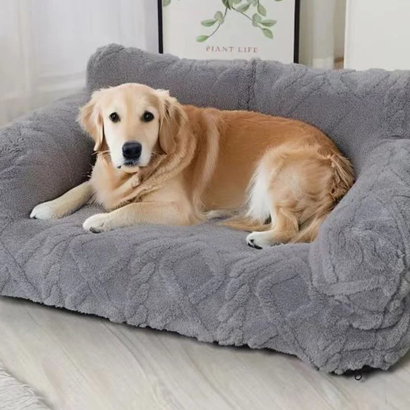 💎 Plush Calming Pet Sofa Bed – Raised Rim, Removable Cover & Non-Slip Bottom for Cats & Dogs 🛋️🐾