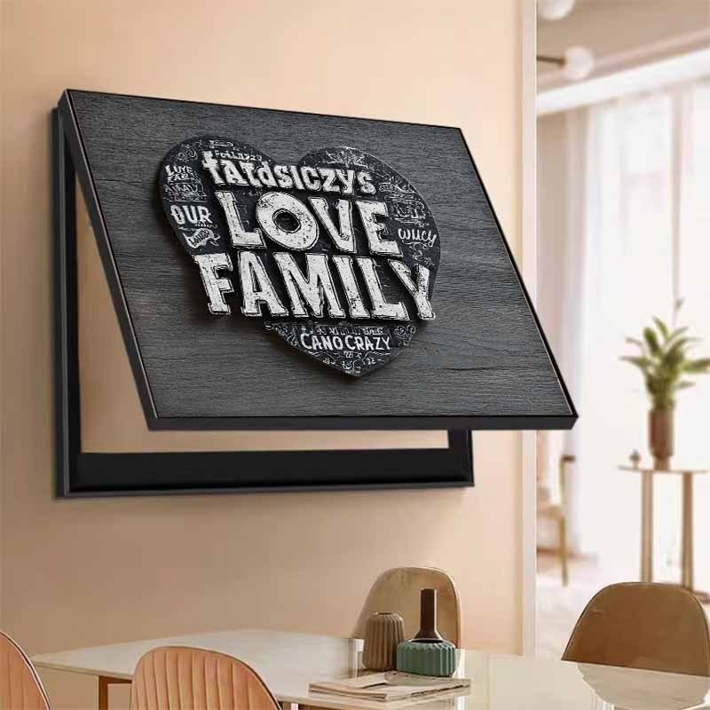 J1 Creative Heart-Shaped 3D Decorative Socket Cover Warm Family Love Theme Electric Meter Box Panel Modern Minimalist Home Wall Decoration Artwork - Black Frame - Easy Snap-On Installation, Durable Plastic Hides Unsightly Electrical Components