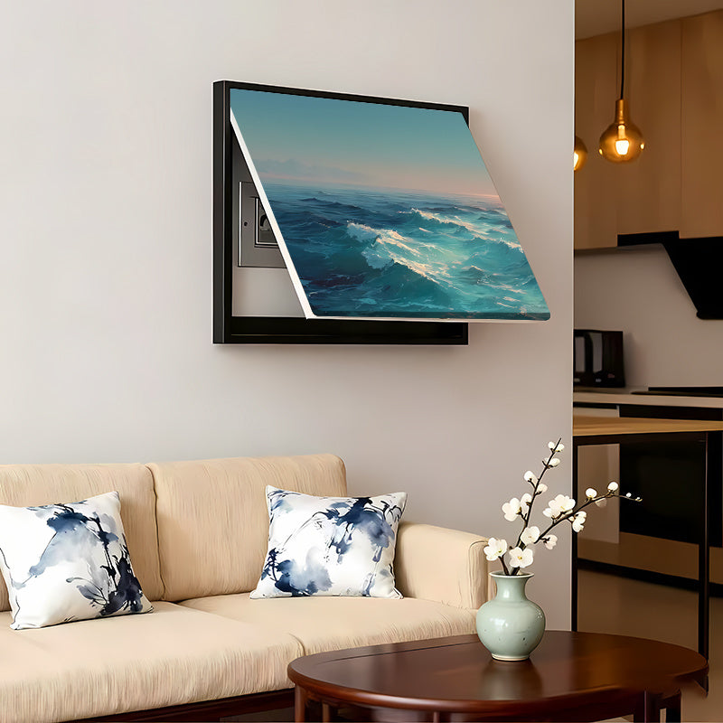 2pcs Ocean Wave Pattern Electric Meter Box Stickers, Living Room Fashion Wall Decoration, Self-Adhesive, 2D Flat Decorative Cover Creative Wall Sticker, Instant Peel And Stick Electric Meter Box Wrap, Suitable for Home Office Electric Meter Boxes