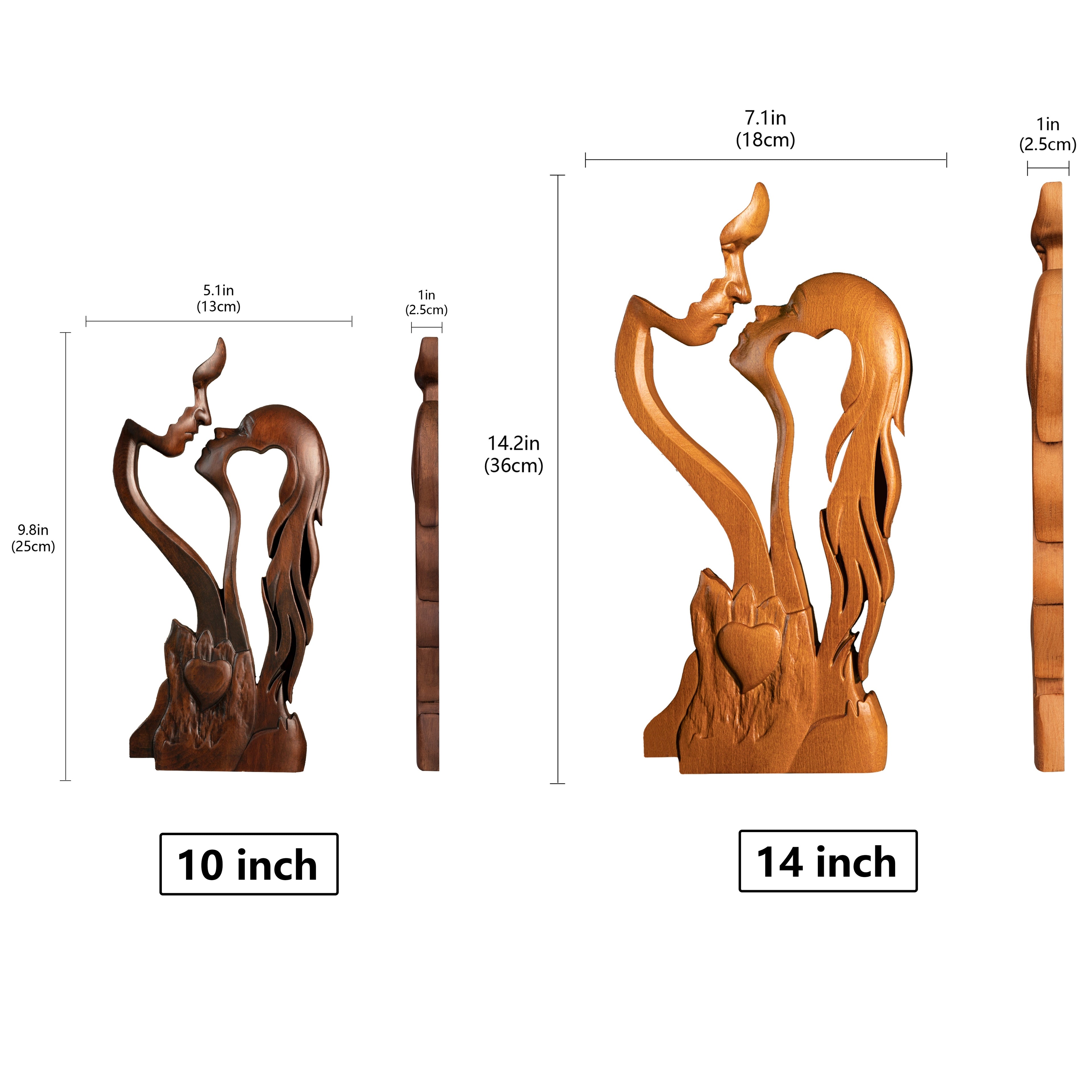 1pc 3D Love Ornament 1pc 3D Love Forever Wooden Ornament | European Beech Valentine's Day Decoration Tabletop Home Decor Sculpture | Couple Kissing Love Art Ornament Figurine, Wedding Gift for Him and Her