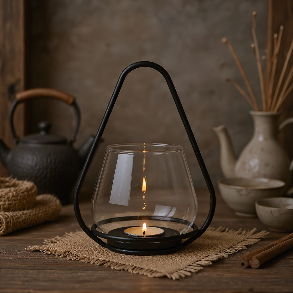 1\u002F2\u002F3pcs Metal Candle Holder Lantern, Black Lantern Candelabra, Vintage Hanging Candle Holder, Glass Candlestick Set, Wire Frame Candle Holder for Home Decor|Farmhouse|Christmas|Easter|Halloween|Hanukkah|Thanksgiving