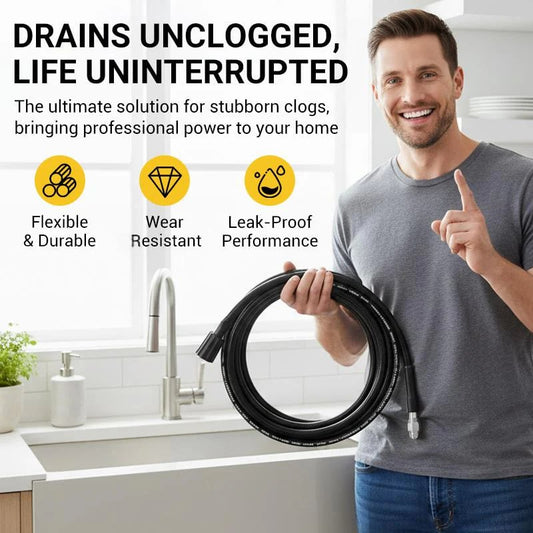 💧 Triple-layer burst-proof hose – PVC & stainless steel. Universal connector, easy install. Perfect for heavy-duty cleaning! 🚿🔧