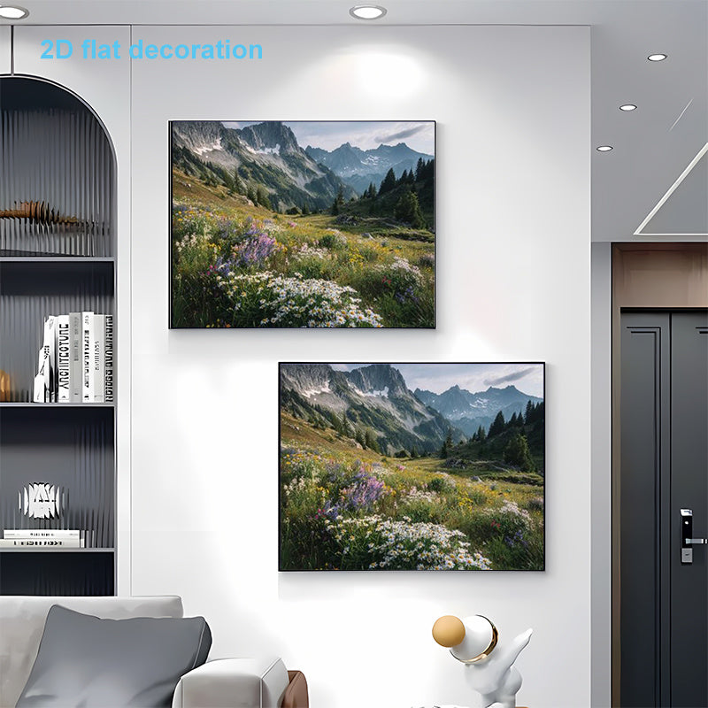 2pcs of Natural Landscape Mountain Flower Pattern Wall Stickers - Stylish Decorative Stickers for Electric Meter Box Covers, 2D Flat Design, Easy to Apply And Remove Without Residue