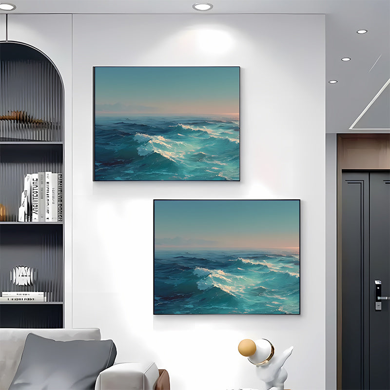 2pcs Ocean Wave Pattern Electric Meter Box Stickers, Living Room Fashion Wall Decoration, Self-Adhesive, 2D Flat Decorative Cover Creative Wall Sticker, Instant Peel And Stick Electric Meter Box Wrap, Suitable for Home Office Electric Meter Boxes