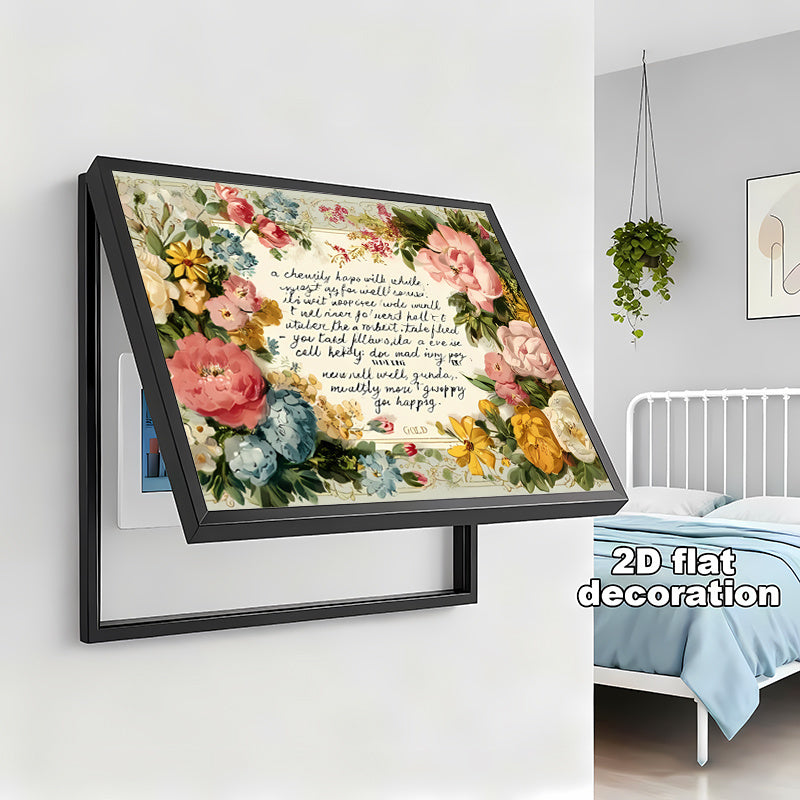 2pcs Floral Pattern Electric Meter Box Stickers, Fashionable Wall Decoration for Living Room, Self-Adhesive, 2D Flat Decorative Cover Creative Wall Sticker, Instant Peel And Stick Electric Meter Box Wrap