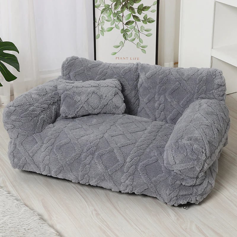 💎 Plush Calming Pet Sofa Bed – Raised Rim, Removable Cover & Non-Slip Bottom for Cats & Dogs 🛋️🐾
