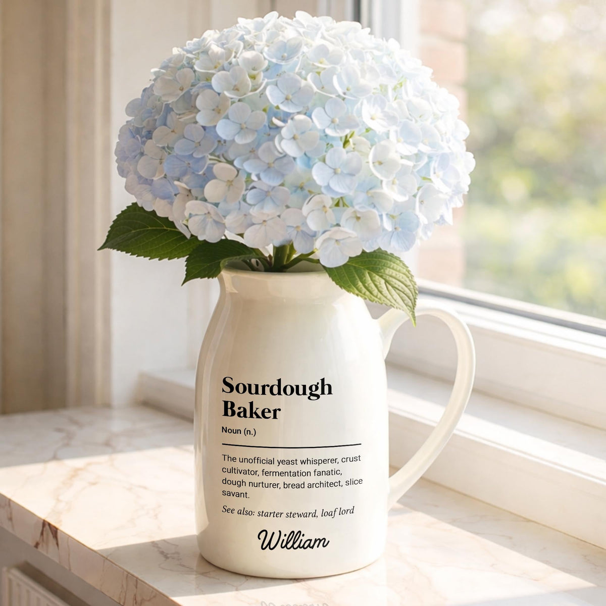 Sourdough Baker Definition Yeast Whisperer And Bread Architect - Personalized Ceramic Flower Vase - BAKE051_CEV