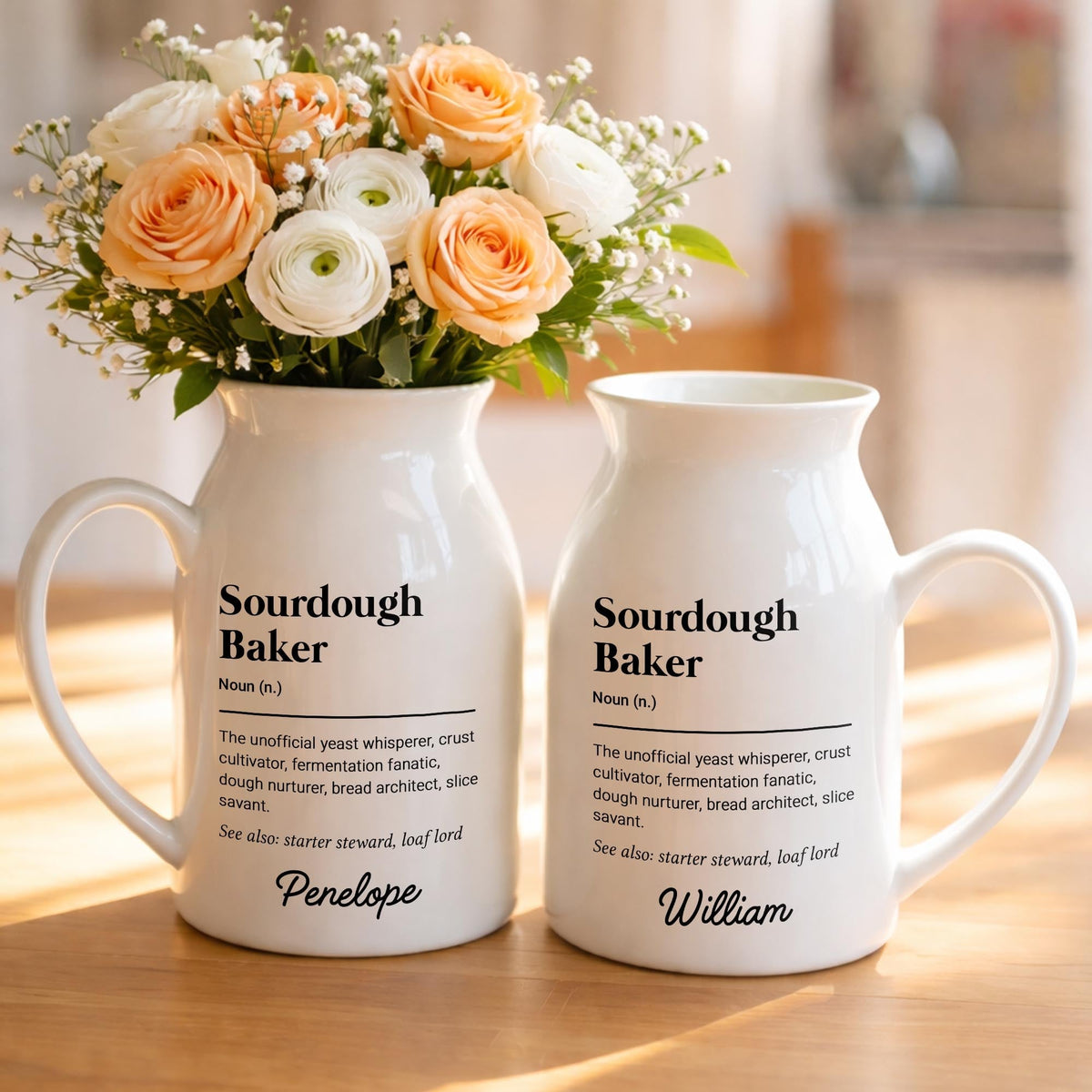 Sourdough Baker Definition Yeast Whisperer And Bread Architect - Personalized Ceramic Flower Vase - BAKE051_CEV