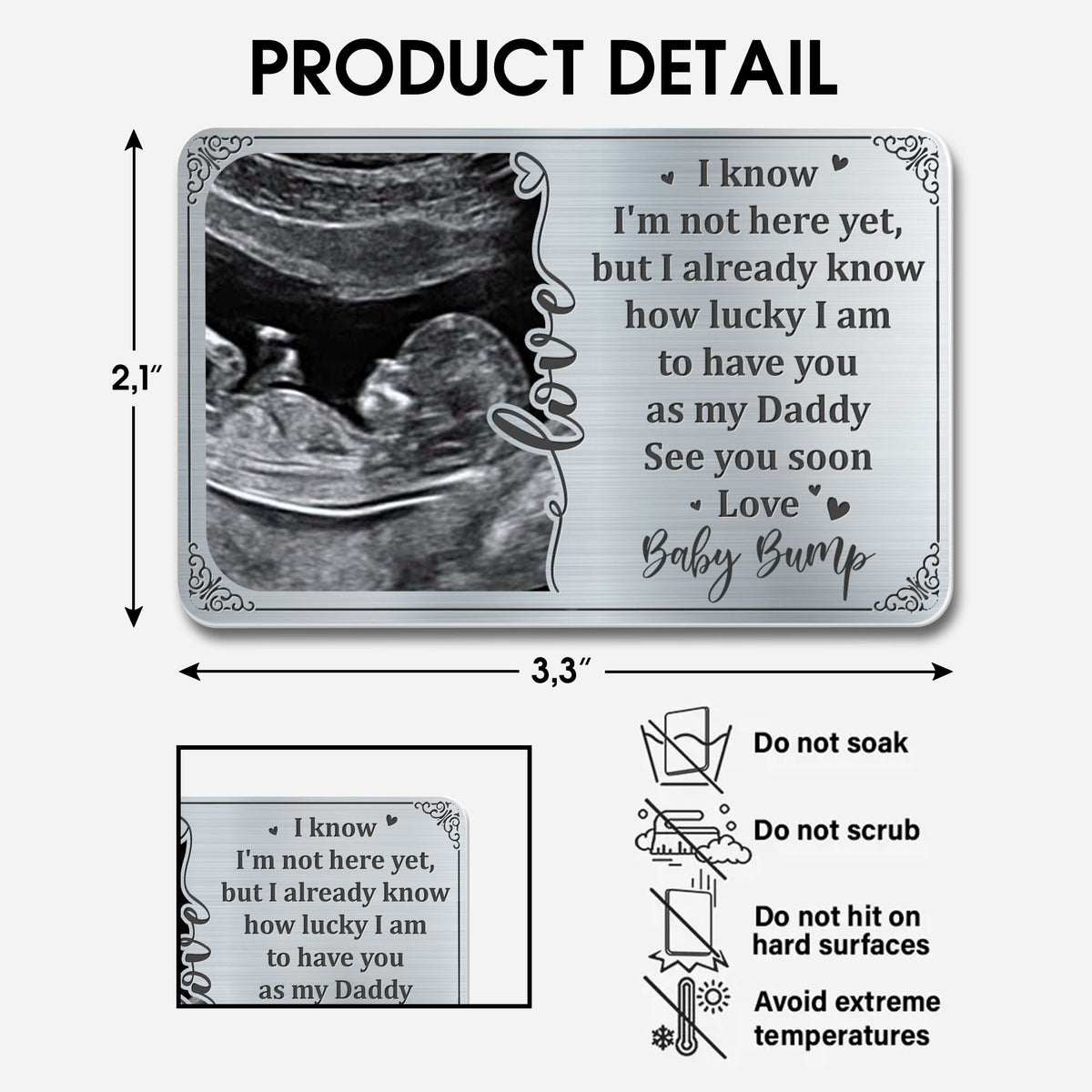 I Know I'm Not Here Yet, but I Already Know How Lucky, Ultrasound Image and Heart - Personalized Aluminum Wallet Card - DAD017_ALCA