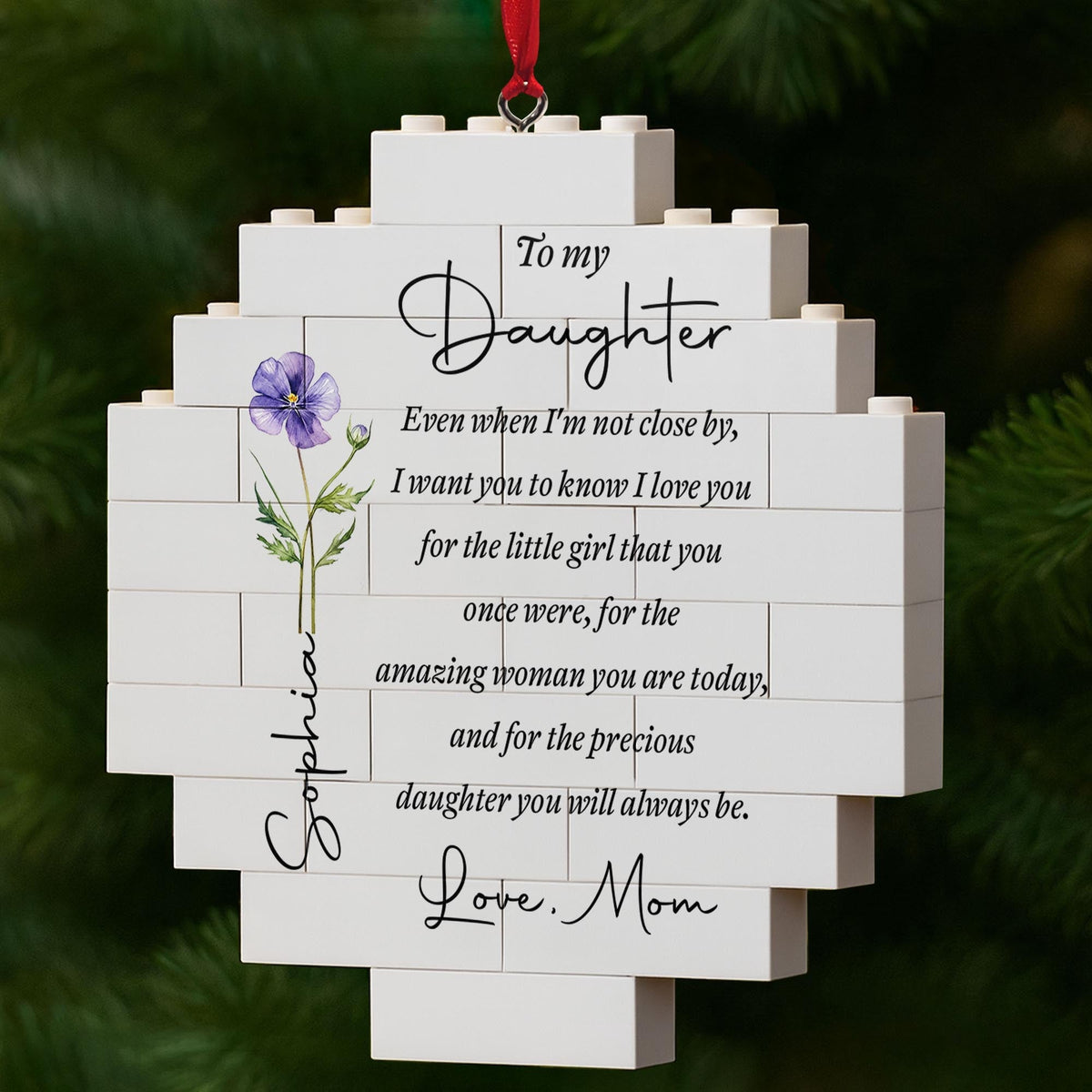 To My Daughter Birth Month Flower Circle Puzzle Ornament - Personalized Custom Circle Puzzle Ornament - DAU403_CBO